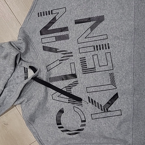 CALVIN KLEIN Performance Cropped Hoodie Sweater, Gray, XL - Picture 2 of 10